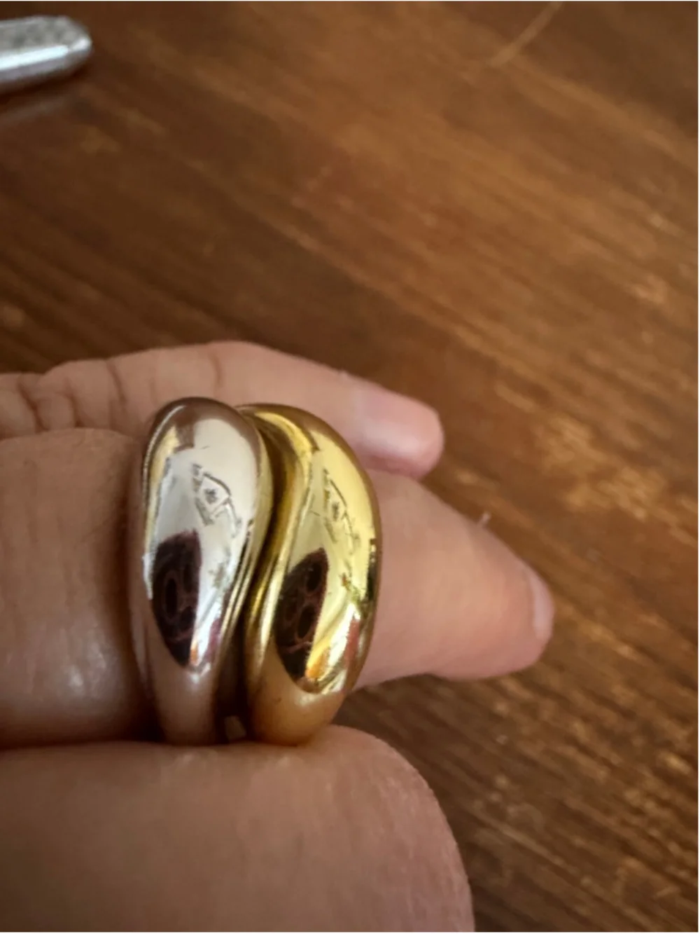 Chunky Two Tone Wrap Ring Set Gold Silver Interlocking Statement Stackable Size